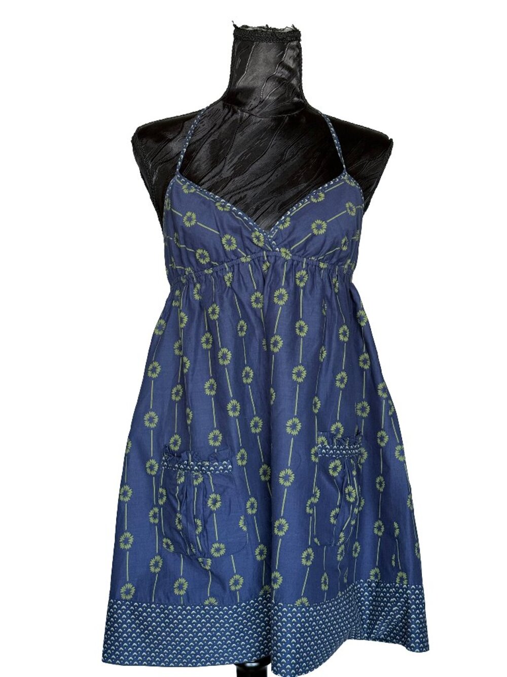🌟 Vintage Forever 21 Boho Floral Halter Dress with Pockets – 100% Cotton 🌟
